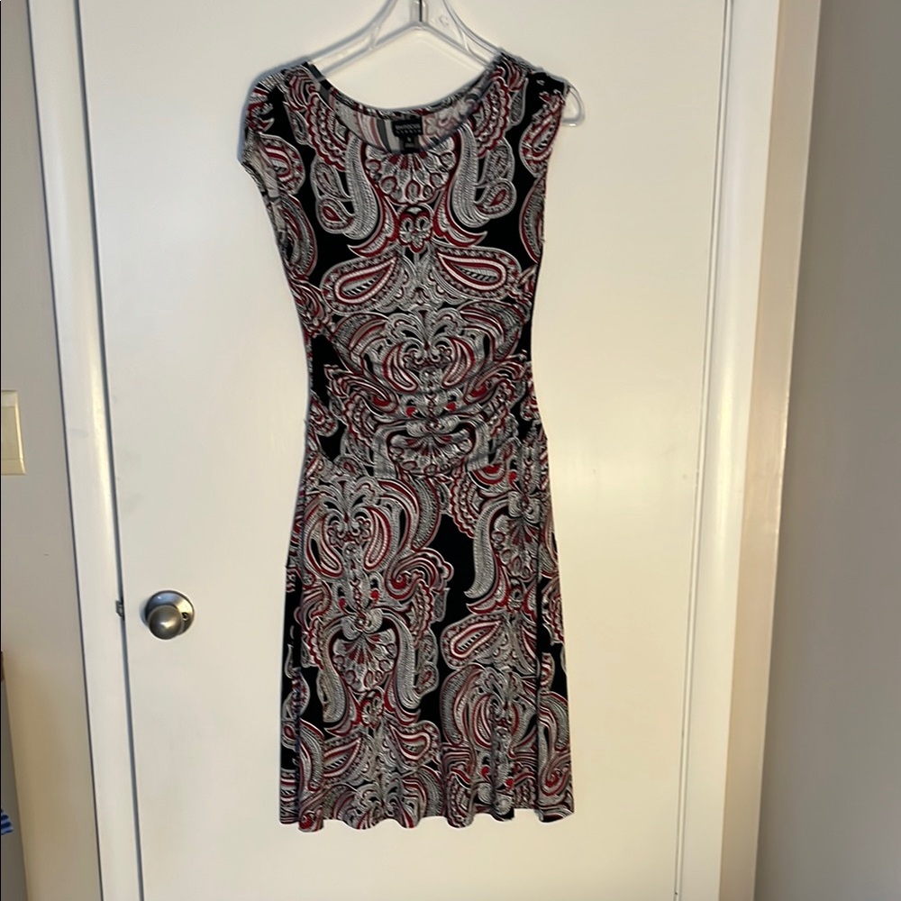 Enfocus Studio Black and Red Sheath Midi Dress Sz 6